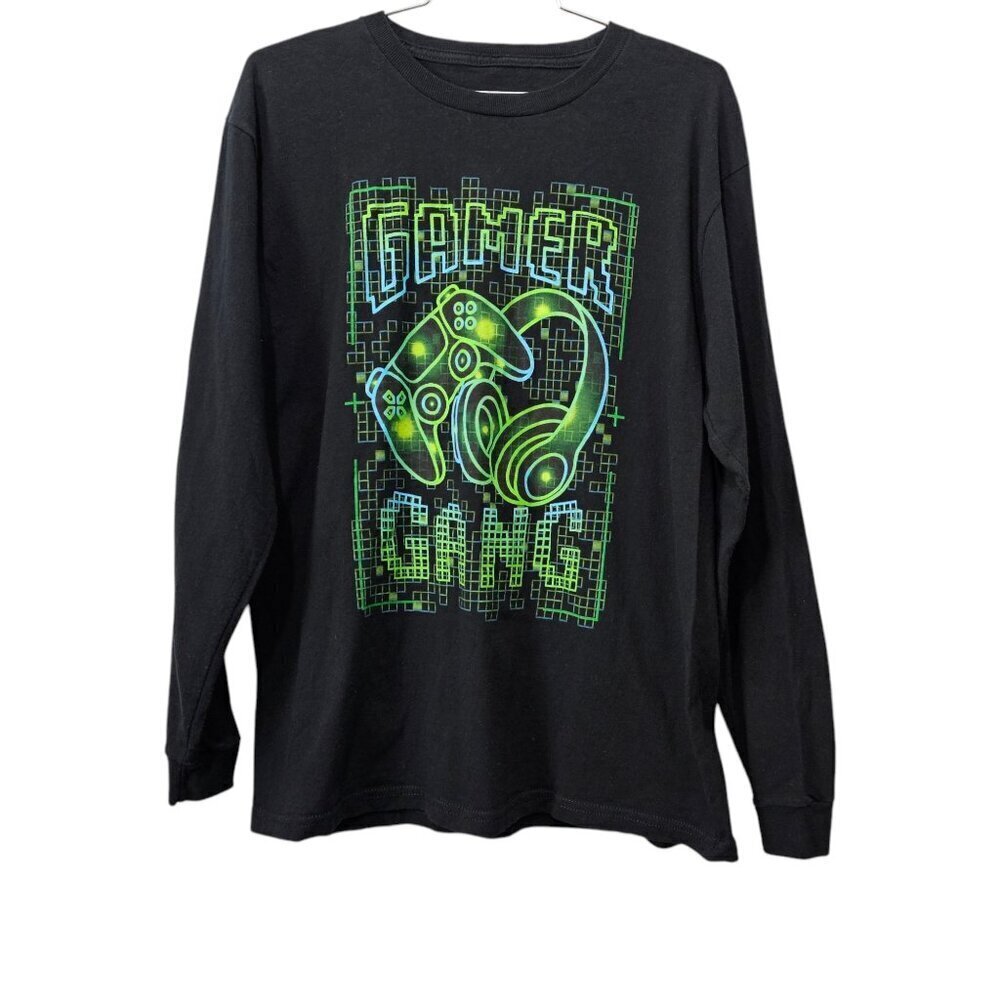 Capsule Gamer Long Sleeve Cotton Black Graphic T-Shirt